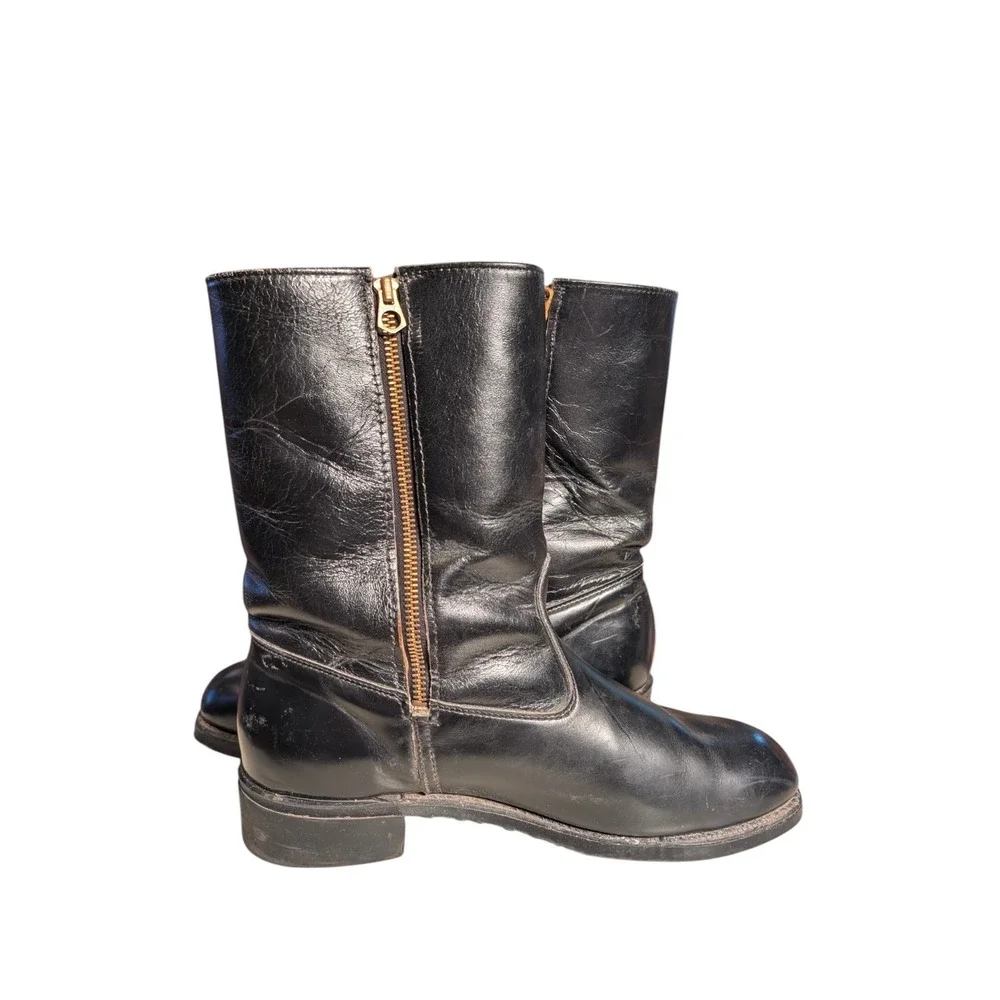 Weinbrenner Vintage Black Leather Side Zip Boots Mens 8.5 E Style 1843 Hypalon